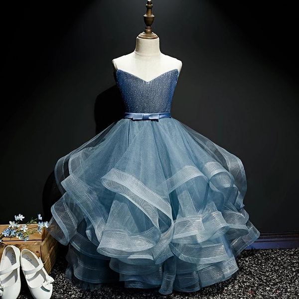 

children's dress 2021 fairy princess model catwalk piano costume girl host autumn chinese style ethnic clothing, Red