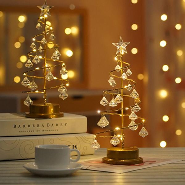 

christmas decorations led crystal tree light gold color with diamond shape artificial xmas home decor desk lamp gift night