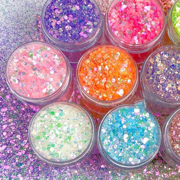 

50g/nail gradient sequin, hexagon shape, assorted size0.2-2mm, mixed color,paillettes powder holographic,manicure accessories#md nail glitte, Silver;gold