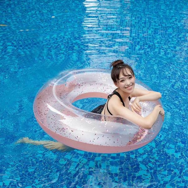 

life vest & buoy inflatable sequin swimming floats swim ring summer out pool toy thicken tube for adults float activity water dropship