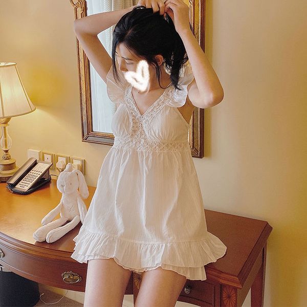 

1 set Summer Women Princess Sleepwear Cotton Sleeveless Pajama Sets.Ruffles Tops+Shorts.Vintage Ladies Girls Lace Pyjamas set, Pink