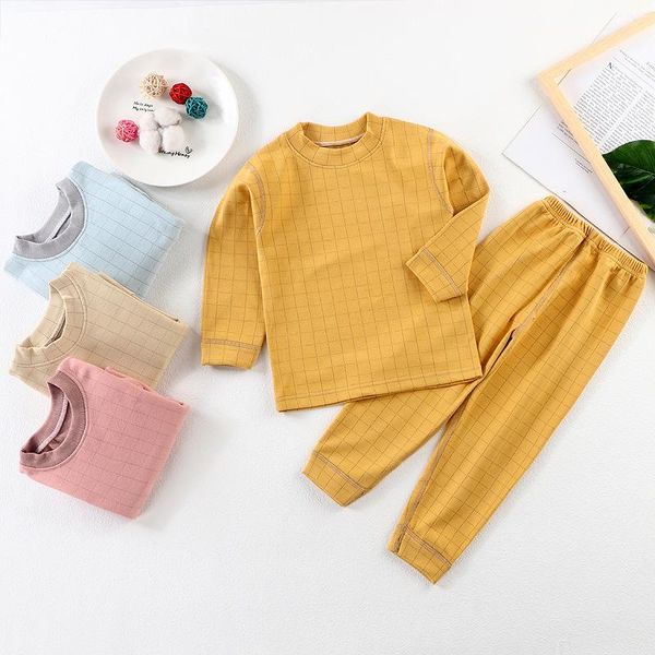 

pajamas 2pcs kids pajama sets cotton long sleeve clothing set spring winter child pyjama baby girls boys sleepwear, Blue;red
