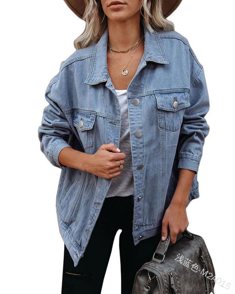 

women's jackets jean jacket women spring fashion turn-down collar single breasted pockets denim, Black;brown