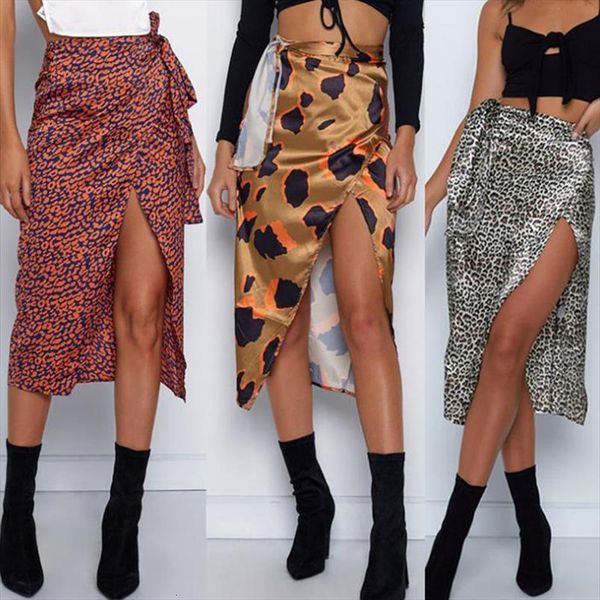 

summer fashion print women skirt high waist irregular split bandage pencil daily casual dropship, Black