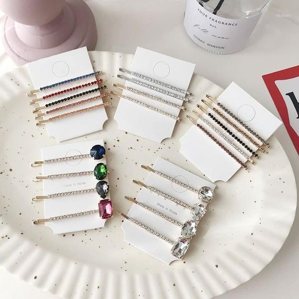 

5pcs shining rhinestone hair clips crystal pins for women fashion hairpins barrettes accessories1