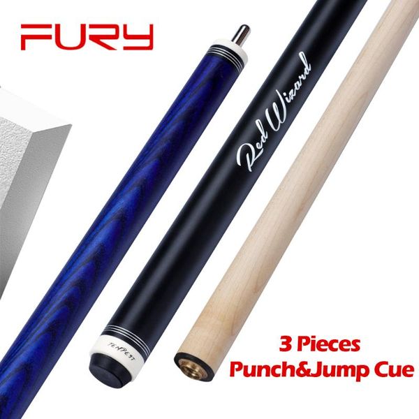 

fury ea billiard 3 pieces punch&jump cue stick 55'' 58'' 13.5mm tip maple ashwood billar break& jump kit for drop cues