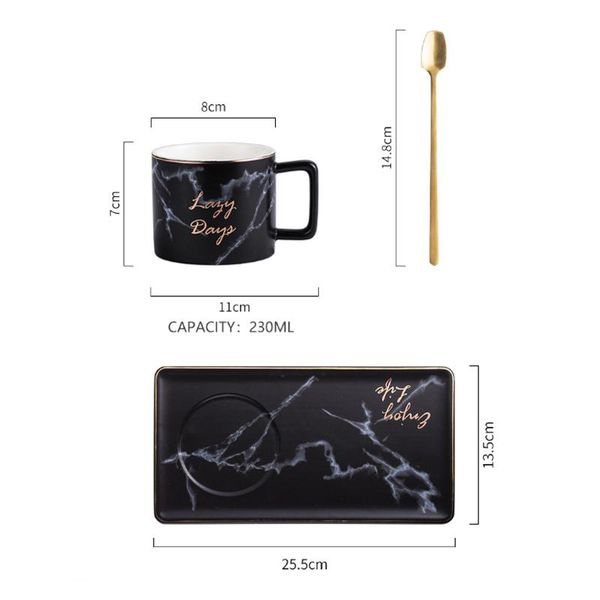 

mugs ceramic mug with handle milk tea cup dessert tray gold rimmed saucer spoon coffee set gift