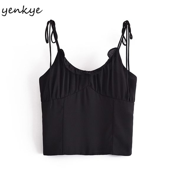 

vintage black cami women holiday summer crop female casual chiffon s 210514, White
