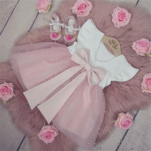 

summer kids girls for girl dress baby lace pearl decoration children clothes fashion cute, Red;yellow