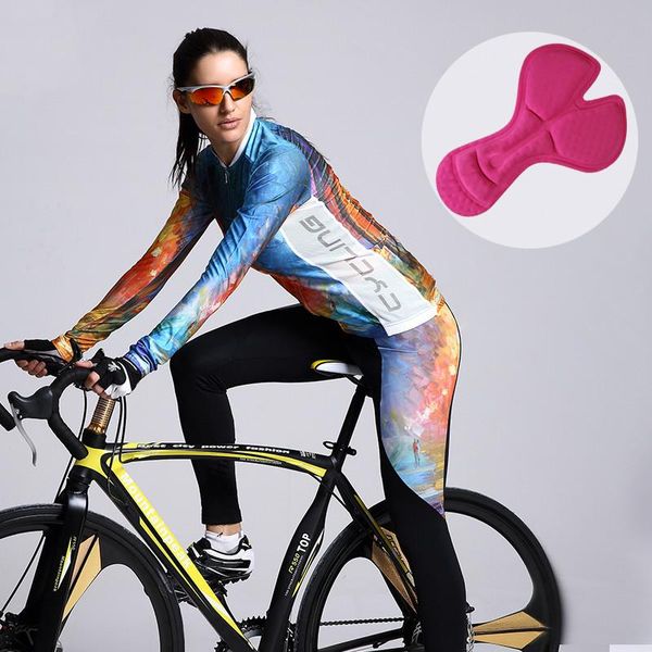 

racing sets mountainpeak spring long sleeve bike cycling cloth quick drying 3d padded sponge man woman riding suit jacket jersey set, Black;blue