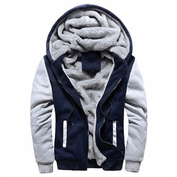 

casual hooded collar men hoodies sweatshirts winter warm thick fleece zipper jacket sportswear outwear oversized s-5xl 211217, Black;brown