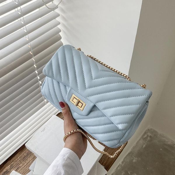 

evening bags candy color v-line chain shoulder for women 2021 fashion female crossbody bag handbags and purses sac a main