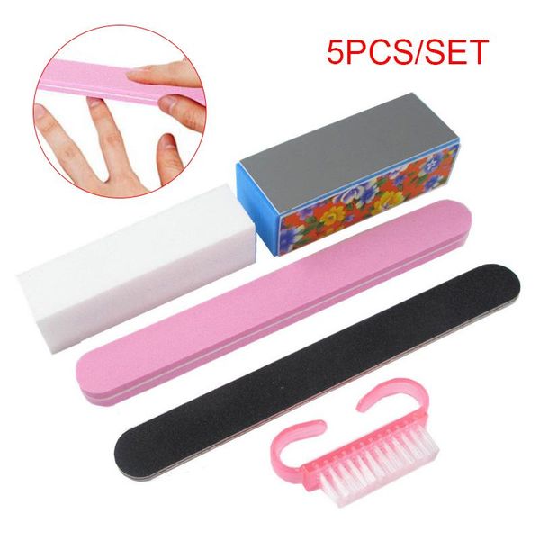

nail art kits 5pcs/set manicure tools kit rectangular files brush styling diy nails butt666