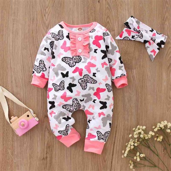 

baby spring autumn clothing born cotton long sleeve girl boy print clothes romper jumpsuit 210816, Blue