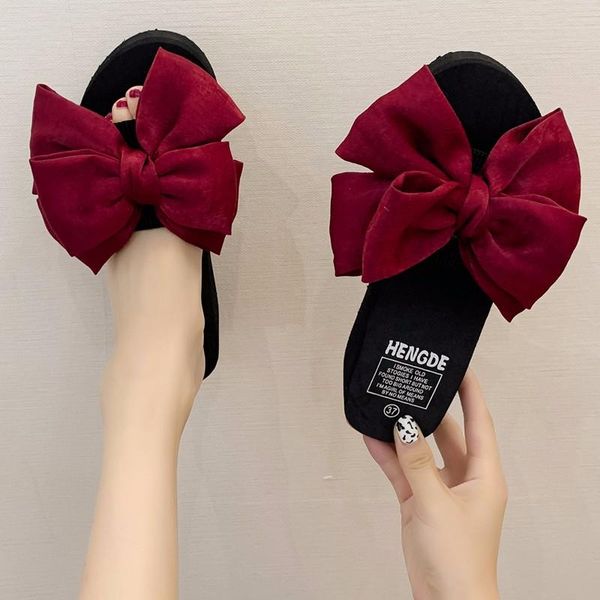

slippers casual on a wedge butterfly-knot high-heeled shoes lady platform slipers women slides luxury flat 2021 summer butterfly, Black