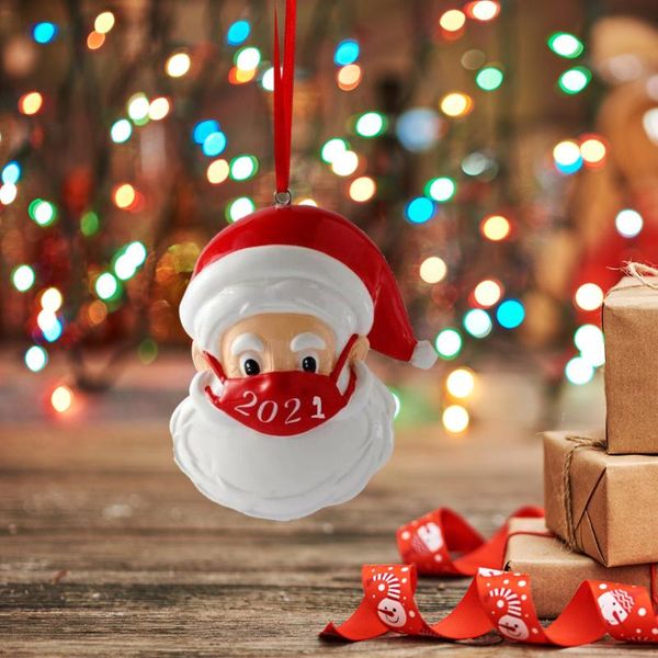 

christmas decorations santa pendant decorationg claus with mask diy quarantine hanging xmas tree ornament 2022 year home decor