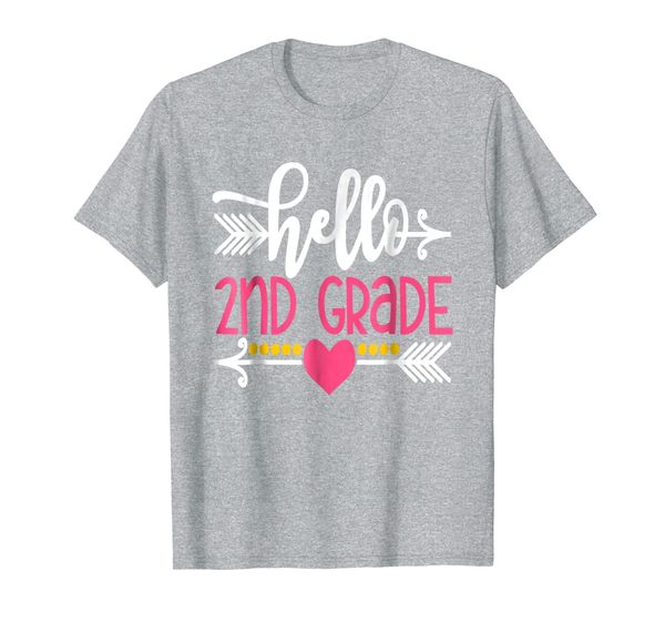 

hello 2nd grade teacher kids back 2 school gift second shirt, White;black