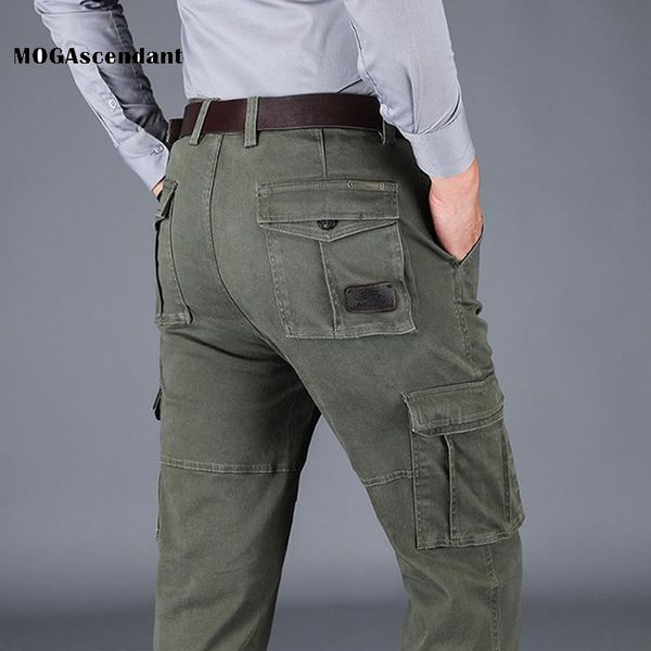 

men's pants cargo cotton military multi-pockets baggy male casual long trousers overalls army pant pantalon homme 29-44, Black