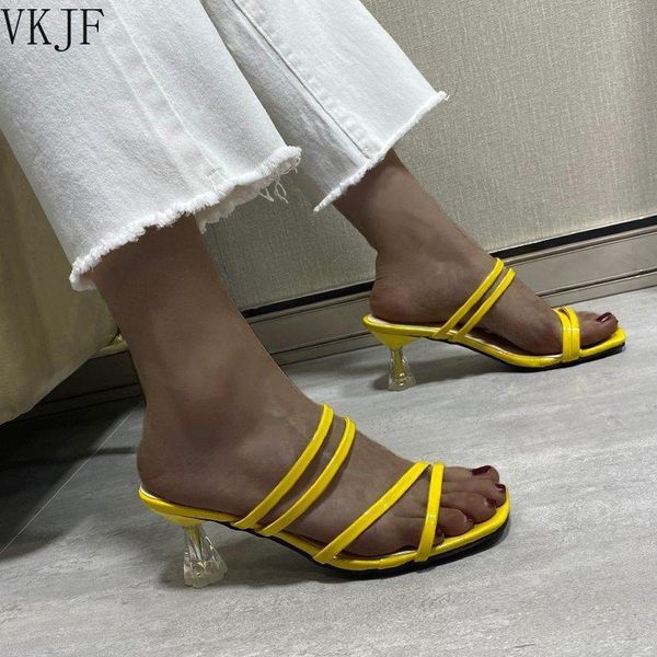 

slippers 2021 summer pumps snake print sandals shoes women thin high heels square toe sandal lady pump mules, Black