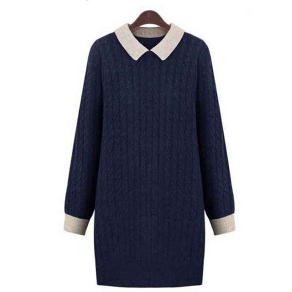 

knits women's winter shirt in long-knit autumn fashion sweater plus size l xxl 5xl blue gilet femme manche longue i4ko, White
