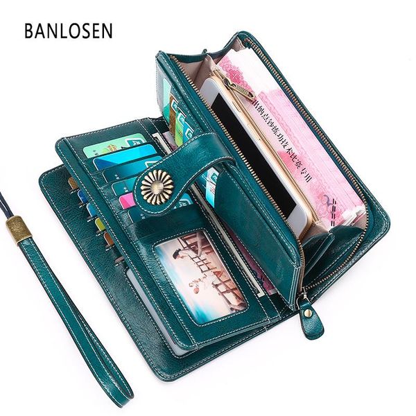 

wallets brand wallet split leather female long women zipper purse strap coin for phone, Red;black
