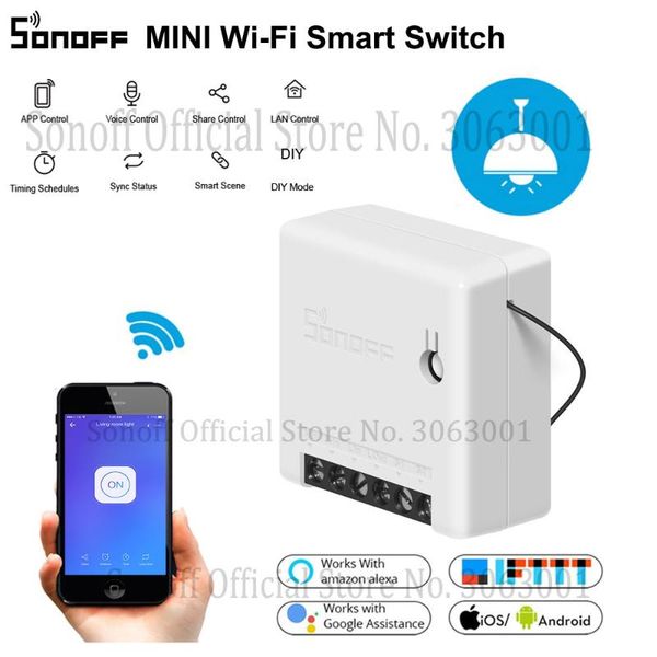 

smart home control sonoff mini wifi switch timer module 10a 2 way support app/lan/voice remote diy for automation