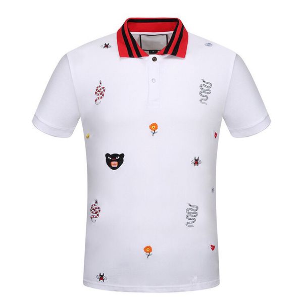 

2020 italy mens designer polo shirts man high street embroidery garter snakes little bee printing luxury cottom clothing tees, White;black