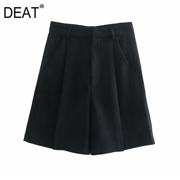 

[deat] spring autumn fashion loose high waist solid color simple all-match women's shorts 13c303 210527, White;black