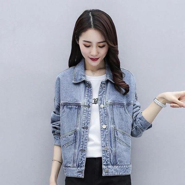 

women's vests cowgirl jacket 2021 spring autumn style denim coat female korean version of loose cropped harajuku trend d1, Black;white