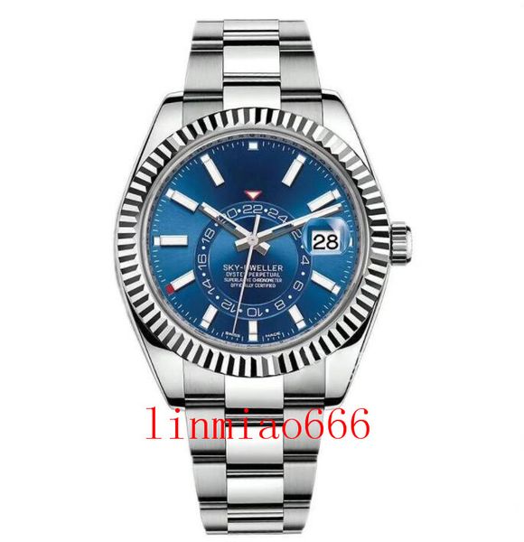 

mens watches automatic movement small dial calendar full work 42mm watch stainless steel sky-dweller luminous business waterproof 5atm, Slivery;brown