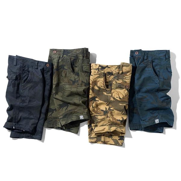 

men's shorts 2021 multi-pocket cargo fashion camouflage khaki casual pants men sportswear solid color bottoms, White;black