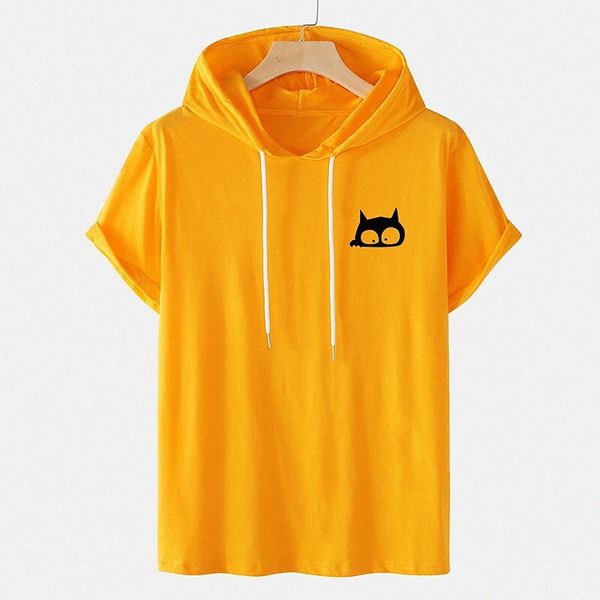 

men's tee t shirt stamping cat graphic prints plus size hooded casual daily short sleeve cotton basic designer big and tall white blac, White;black