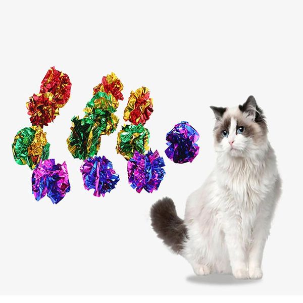 

cat toys 8/16/32pcs toy color ring paper shiny sonic ball curling interactive sound pet game