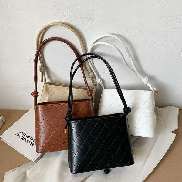 

evening bags fashion grid shoulder for women high capacity ladies handle 2021 handbags and purse female tote bag quality