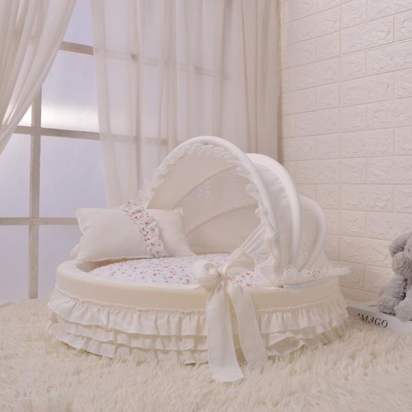 

kennels & pens white dog cradle bed cotton with awning pet kennel