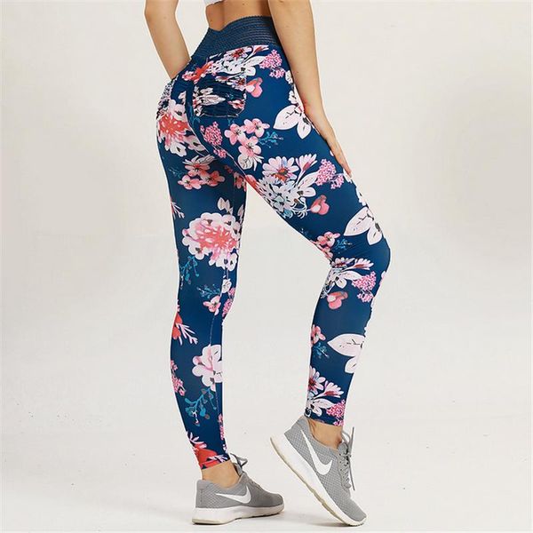 

yoga outfits floral print women fitness set female suit tracksuit workout high waist slim push up leggings sporting clothes, White;red