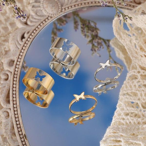 

wedding rings fashion gold butterfly ring ladies men couple set friendship engagement in 2021, Slivery;golden