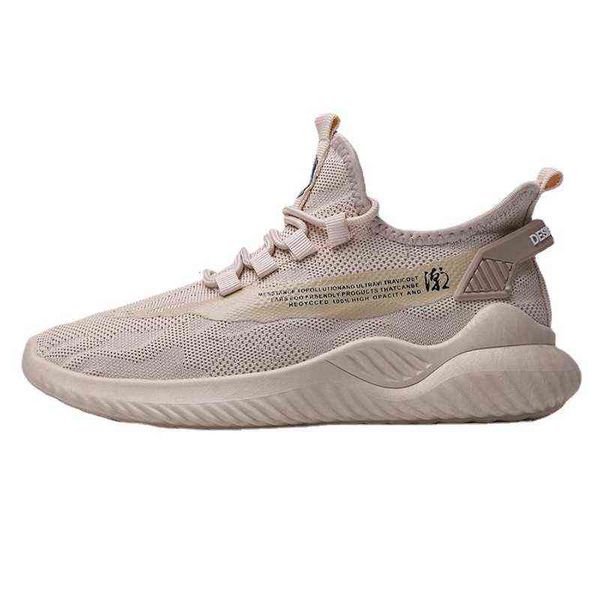 

flying woven men's shoes breathable mesh casual trendy 2021 one foot fashionable running comfortable autumn sports, Black
