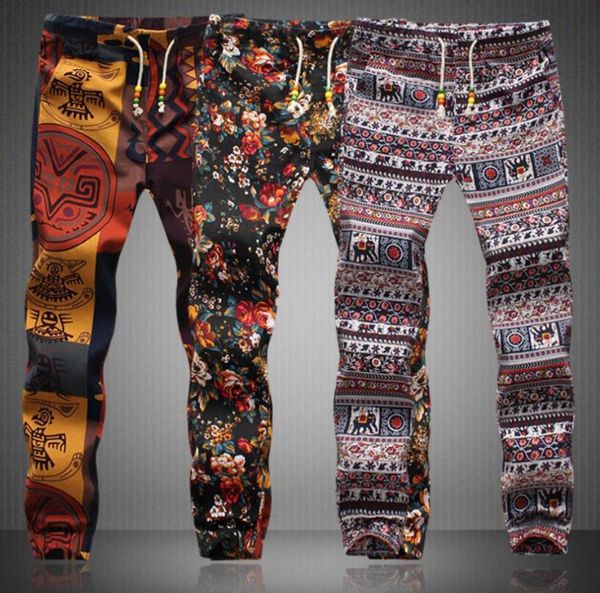 

21s luxury fashion spring autumn men floral print joggers male casual pants mens women sweatpants harem linen trousers men's, Black