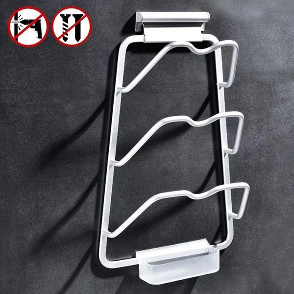 

kitchen storage & organization space aluminum wall-mounted pot lid rack perforated cutting board accessories device