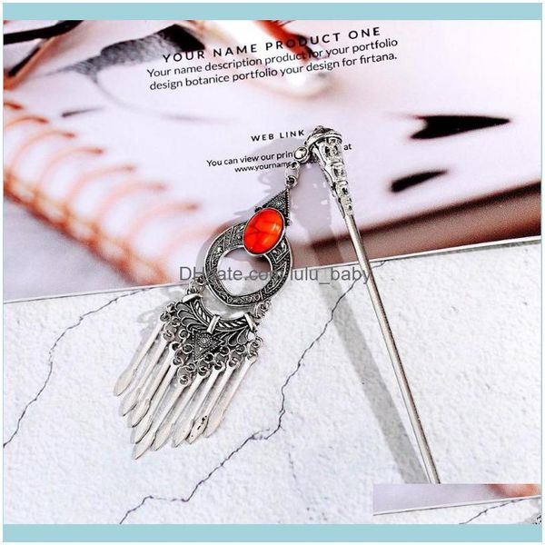 

hair jewelryhair clips & barrettes ethnic pins tassel vintage sier color natural stone women aessories sticks for jewelry girl, Golden;silver