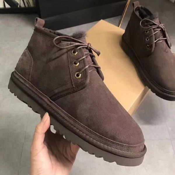 

boots 2021 men women shoes flat australia winter woman man ankle snow masculine leather luxury designer fur big size, Black