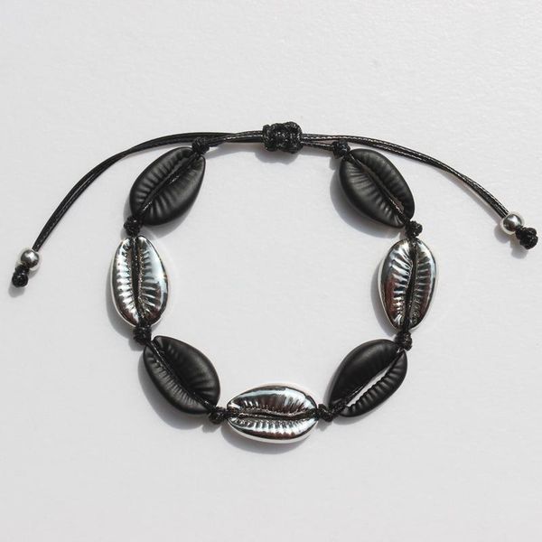 

link, chain women trendy summer adjustable black shell bracelet handmade braided jewelry gift fashion girl cowrie