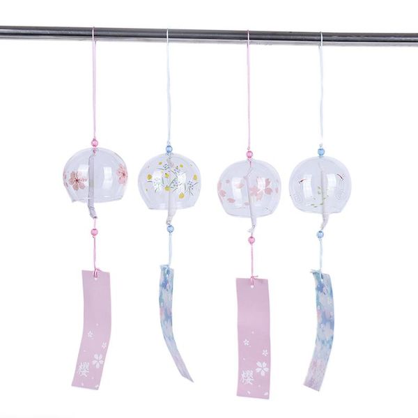 

decorative objects & figurines japanese style glass wind chimes hanging craft bell sakura cherry blossom pattern home decor