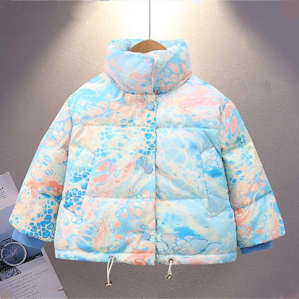 

down coat fashion girls padded winter jacket clothes star sky printing children outerwear children's clothing, Blue;gray