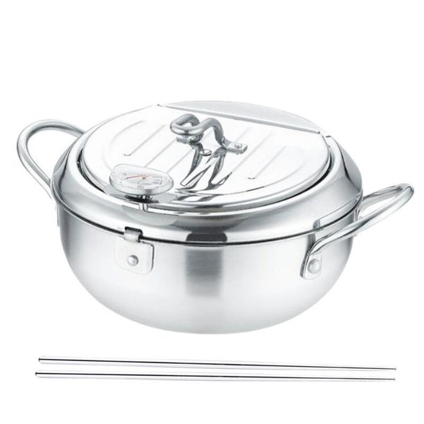 

pans 1 set household frying pot with stainless steel deep fryer pan