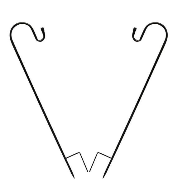

shower curtains 2pcs shepherd hooks garden stakes plant lanterns hanger hanging hook (black)