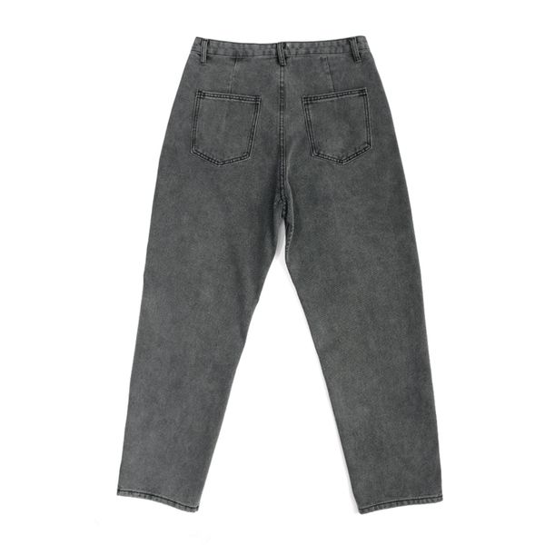

woman mom casual boyfriend high waist denim pants autumn retro solid comfortable jeans female gray, Blue