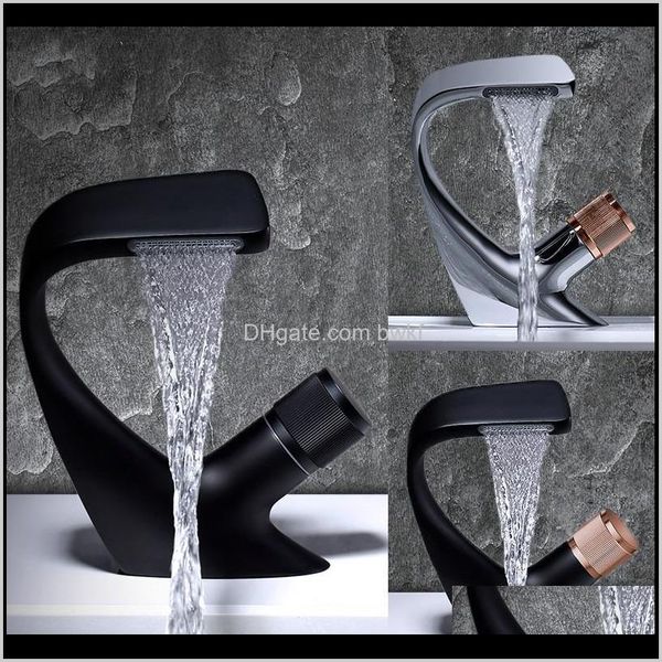 Altre forniture per la toilette Giardino domestico Consegna a goccia 2021 Rubinetto nero Rubinetti per lavandino del bagno Miscelatore acqua fredda Gru Montaggio su piattaforma Bat monoforo