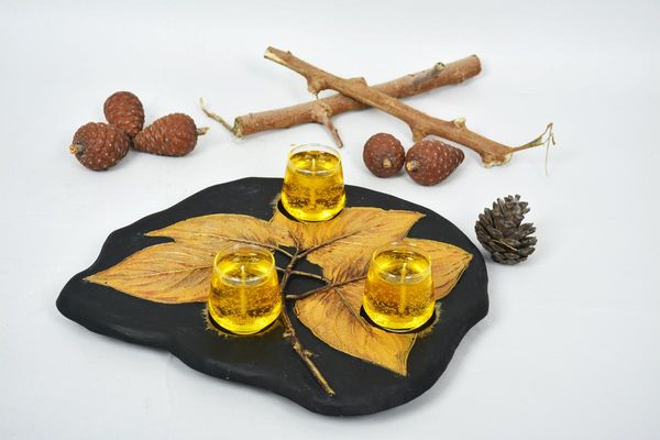 

candle holders natural leaf pattern stone holder